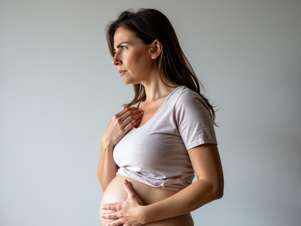 ventre gonflé sous la poitrine femme